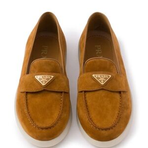 Prada St Tropez Suede Shearling Loafers
